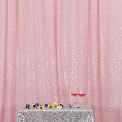 Eternal Beauty Pink Sequin Backdrop, 6x6 Ft Glitter Background Curtains for Shimmer Photography Party Wedding Birthday Back Drop Decor