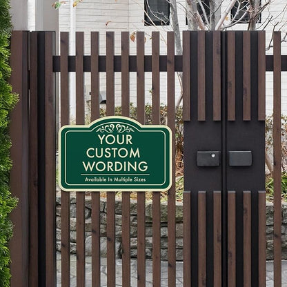 Custom Outdoor Metal Signs - Personalized Aluminum, Driveway Signs - Waterproof USA Made, Forest Green 18x12 In