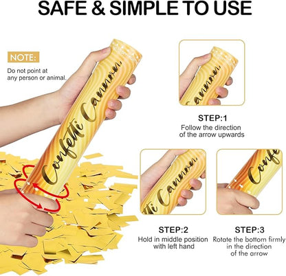 6 Pack Gold Confetti Cannon, Confetti Poppers,12 Inch Party Poppers Shooters for Birthdays, Graduation Celebration,Weddings, New Year's Eve, Christmas and Any Celebrations