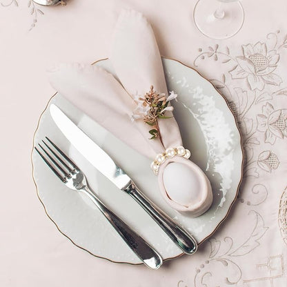 100pcs Pearl Napkin Rings Imitation Pearl Ring Napkins Holder Universal Napkins Holders Pearls Napkin Rings for Cloth Napkins for Wedding Party Dinner Table Decor and Daily Use