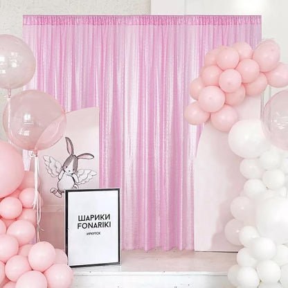 Sugargirl Matte Pink Sequin Backdrop Curtain 2 Panels 2FTx8FT Glitter Pink Background Drapes Sparkle Photography Backdrop for Party Wedding Birthday Wall Decoration
