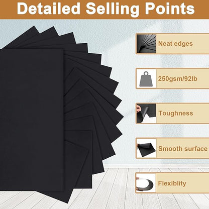 28 Sheets Black Cardstock 8.5 x 11 for Halloween, 92lb Heavyweight Black Construction Paper Card Stock for DIY Cards, Scrapbooking, Greeting Cards, Invitations