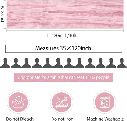 3 Pack Light Pink Cheesecloth Table Runner Gauze Table Runner Rustic Sheer Cheese Cloth 10Ft for Wedding Baby Shower Bridal Shower Sheer Boho Fall Thanksgiving Home Decor