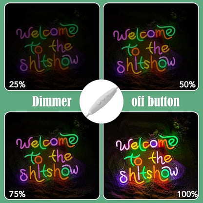Welcome To The Show Neon Sign USB Powered Individual Fashion Decor Neon Sign Dimmable Multicolored Neon Light for Wall Decor Led Light Up Letters Sign for Vogue Occasion Home Bar Art Wall Decor(16.5*12.6 In)