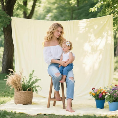 Sugargirl 10x10FT Light Yellow Backdrop Curtains Polyester Photo Backdrop Drapes Curtains 2 Panels with Rod Pockets for Party Birthday Wedding Photography Home Decoration
