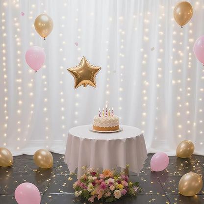 10×10ft Tulle Backdrop Curtains with Lights String - 300LED Fairy Lights Sheer Curtain Backdrop for Weddings Baby Shower and Birthday Party Decorations(8 Panels 5×10ft)