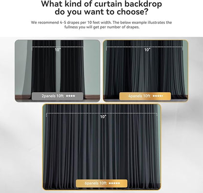 10×10ft Tulle Backdrop Curtains with Lights String - 300LED Fairy Lights Sheer Curtain Backdrop for Weddings Baby Shower and Birthday Party Decorations(8 Panels 5×10ft)