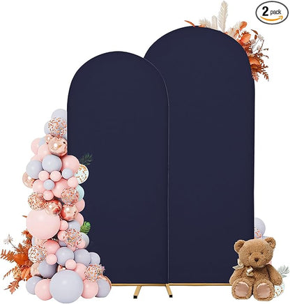 Wedding Arch Covers Arch Backdrop Cover Arch Stand Covers 7.2FT 6FT Set 2 Arch Cover Spandex Fabric Stretchy Backdrop for Wedding Birthday Party Decoration Baby Shower (Dark Blue)