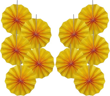 Yellow Birthday Decorations,DIY Yellow Paper Fans Hanging Decoration ,Party Supplies Party Fans 8in, Wedding Graduation Events Accessories 30 Color DIY Set （Yellow）
