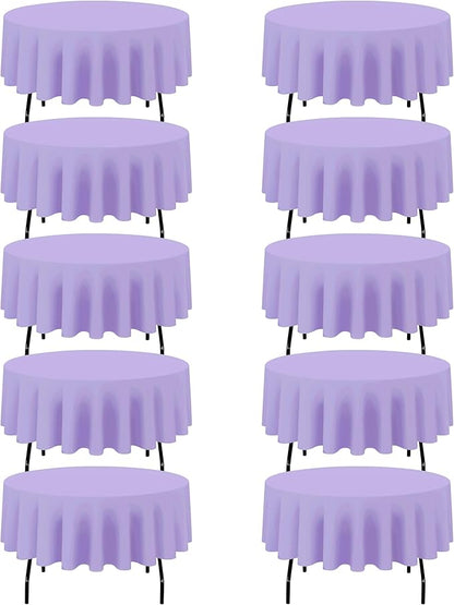 BRILLMAX 10 Pack Lavender Round Tablecloths 90 Inch - Circle Bulk Linen Polyester Fabric Washable Table Cloth Cover for Wedding Reception Banquet Birthday Party Buffet Restaurant