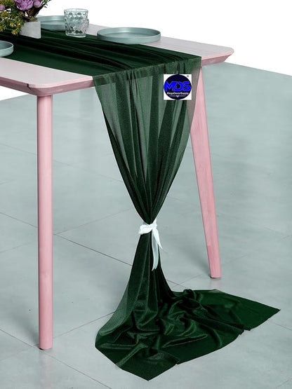 MDS Halloween Chiffon Table Runner - 15 Pack, 29 x 170 Inches, 14ft Each - Sheer Spooky Table Runners for Haunted House Parties, Trick-or-Treat Tables, Witchy Décor, Wedding & Events - Hunter Green