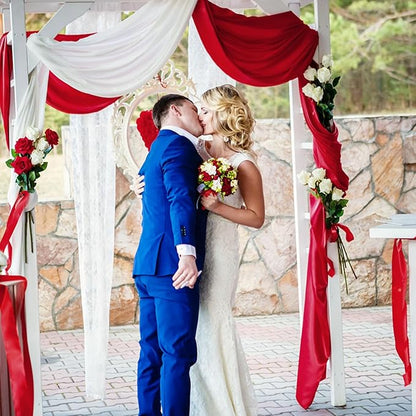 10 x 10 Feet Red Backdrop Curtain for Partie, Background Curtains for Photoshoot, Birthday, Wedding, Halloween, Thanksgiving, Christmas Day, New Year Party Decorations 5Ft x 10Ft, 2 Panels