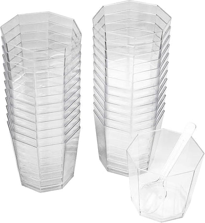 Foraineam 100 Pack 5.4 oz. Clear Plastic Dessert Cups with 100 Spoons Disposable Reusable Appetizer Cups Serving Bowl for Parties, Weddings and More