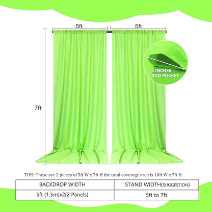 2 Panels Fruit Green Backdrop Curtain, 10 x 7 Feet Background Curtains for Parties, Weddings, Baby Showers, Bachelorette Halloween, Christmas Birthday Party Photoshoot Backdrop Curtains Decorations