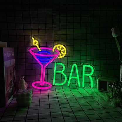 Neon Bar Sign USB-Powered Pink Bar Wall Decor for Home Bar, Man Cave Multi-Scene LED Lighting Neon Light