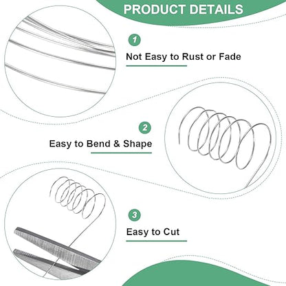 2-Rolls 0.3mm Jewelry Wire, 28 Gauge 328FT Craft Wire Copper Beading Wire for Jewelry Making/Planting/Weaving/DIY Crafting, Soft Metal Wires [100M, Silver White]