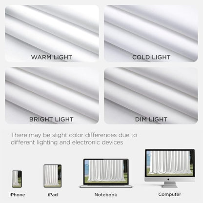 Joydeco White Curtains Backdrop for Wedding Parties, Photo Backdrop Curtains for Wedding Decorations Birthday, Wrinkle Free Polyester 5ft x 10ft Fabric Drape 2 Panels with Rod Pockets