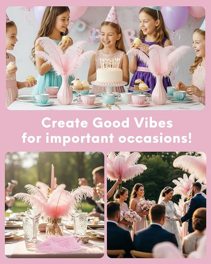 NEWONG 30pcs Light Pink Ostrich Feathers Natural Bulk 11-14inch(28-35cm) Vase Craft Wedding Home Party Centerpieces Christmas Day Decoration