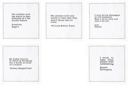 Five Star Napkins Drinking Quotes, White Cotton Cocktail Napkins, Beverage Napkins, Bar Napkins, Cloth Napkins, Party Napkins, Events, Holidays, Weddings, Birthdays, Disposable, 4.5" x 4.5" (100x)