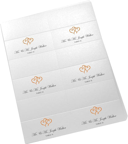 Linked Hearts Printable Place Cards, Orange (Choose Color), Set of 60 (10 Sheets), Laser & Inkjet Printers - Wedding, Party, Dinner, and Special Events - Made in the USA