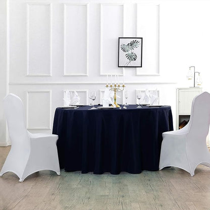 120 inch Round Tablecloth Washable Polyester Table Cloth Decorative Table Cover for Wedding Party Dining Banquet（120 inch,Navy）