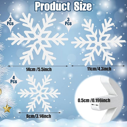 Qunclay 20 Pcs Wooden Snowflake Decorations 3D Snowflake Tabletop Decor Christmas Signs and Centerpiece for Winter Wonderland Decorations Xmas Tiered Tray Decor(White)