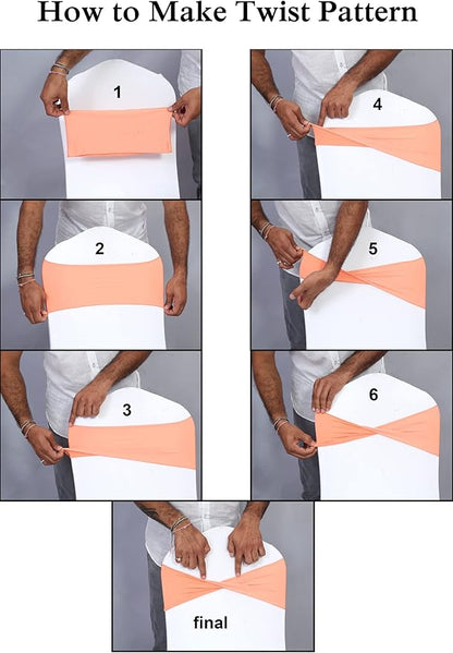 VDS Pack of 125 PCS | Metallic Gold | Spandex Chair Sashes Bows without Buckle | Stretch Elastic Banquet Universal Folding Chair Band Tie with for Wedding Party Conference Celebration Event Decoration