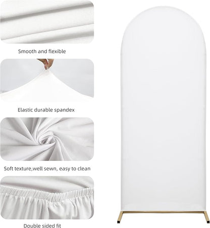Wedding Arch Cover Spandex Arch Backdrop Cover 6.6FT Arch Stand Cover Arch Covers Stretchy Backdrop for Birthday Party Decoration Baby Shower Banquet Ceremony（White, Cover Only）