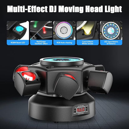 120W DJ Light Moving Head 6 Arms Stage Lights with Mixed Lighting Effects,DJ Stage Lighting for Party Disco Club Wedding Bar