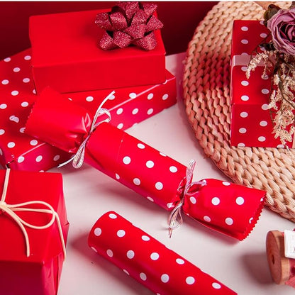 Flyhill Red Wrapping Paper,Reversible Gift Wrap Paper with Polka Dot Design for Girls,Birthday,Valentine's Day,Mother's Day(17 Inch X 32.8 Feet)