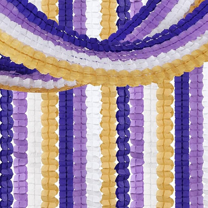Purple-Gold Party Decorations Garland Streamers - 12pcs White Purple Lavender Graduation 4-Leaf Clover Paper Streamer,Woman Birthday Wedding Bridal Shower Mothers Banners Decor Ouruola