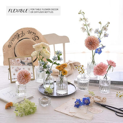 24pcs Glass Bud Vase Set, Small Clear Flower Vases for Centerpieces in Bulk, Mini Vintage Vase for Wedding, Home,Table Decoration