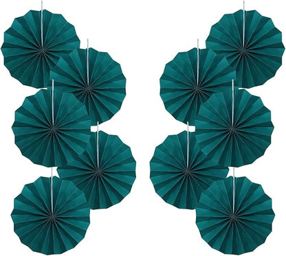 Green Birthday Decorations,DIY Green Paper Fans Hanging Decoration ,Party Supplies Party Fans 8in, Cactus Party Decorations,Wedding Graduation Events Accessories 30 Color DIY Set (Blackish Green)