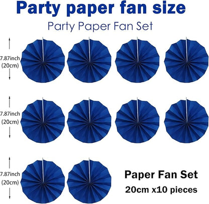 Blue Birthday Decorations,DIY Blue Paper Fans Hanging Decoration ,Party Decorations for Adults 8in, Royal Blue Birthday Decorations,Baby Shower Decorations 30 Color DIY Set (Navy Blue)