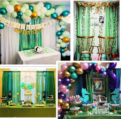 Poise3EHome Mint Green Sequin Backdrop Curtain, 2 Panels, 2FTx8FT, Polyester, for Party Wedding Sequence Decoration