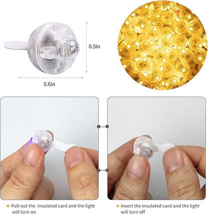 Aogist 100pcs Balloon Lights,Long Standby Time Waterproof Twinkle Mini Light,Battery Powered,Round LED Ball Lamp for Balloon Paper Lantern Party Wedding Christmas Halloween Decorative,Warm White-Flash