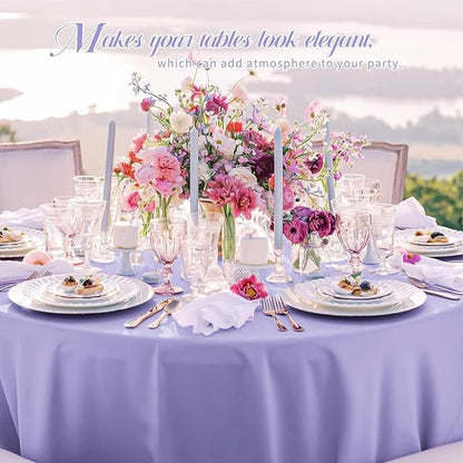 10 Pack Lavender Round Tablecloths - 120 Inch, Polyester Table Cover, Stain and Wrinkle Resistant Washable Fabric Table Cloth for Wedding Banquet Parties