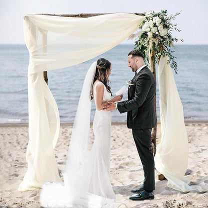 Wedding Arch Draping Fabric, 2 Panels 28" x 19Ft Ivory Wedding Arch Drapes Sheer Backdrop Curtain for Wedding Ceremony Party Ceiling Decor