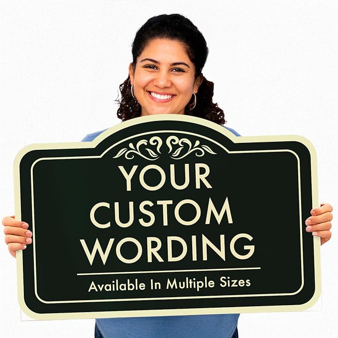 Custom Carved Metal Signs, Personalized Aluminum Design, Driveway Waterproof Signs, Design 1 Charcoal 10x7 In
