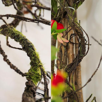180cm/70.86in Bendable Artificial Tree Branches Liana Vines Garland Rattan with Moss Fake Plants Twigs for Wall Hanging Home Room Outdoor Wedding Background Decoration