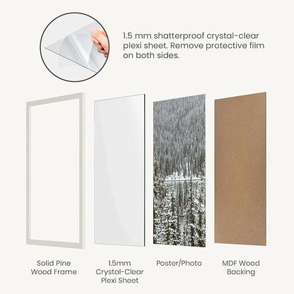Opposite Wall - 8x10 in - Real Wood Grey Picture Frame - Lightweight, Versatile & Shatterproof - Wall Hanging & Tabletop Photo Frame - Office, Gallery & Home Decor