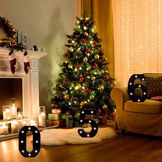 OYCBUZO Light Up Black Alphabet Marquee Number Sign LED Marquee Number Lights Sign for Night Light Home Bar Christmas Lamp Birthday Party Wedding Decoration 5