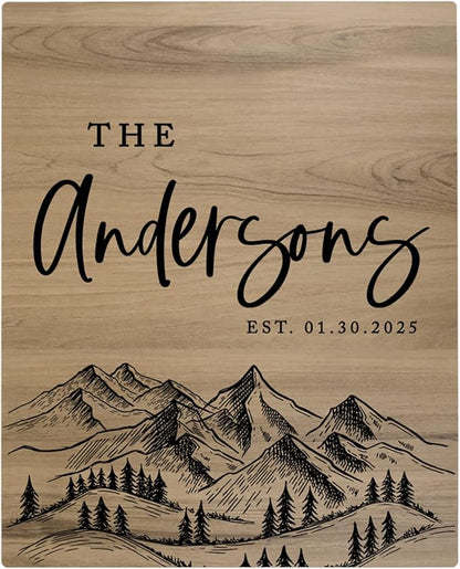 Andaz Press Large Wooden Welcome Sign for Wedding, Rustic Welcome Sign 16" x 20" Custom Last Name Woodland Forest Wedding Signage English Oak MDF Wood Finish Wedding Reception Indoor Outdoor Signs