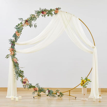 Wedding Arch Draping Fabric, 2 Panels 28" x 19Ft Ivory Wedding Arch Drapes Sheer Backdrop Curtain for Wedding Ceremony Party Ceiling Decor