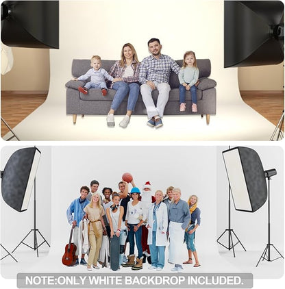 HEMMOTOP White Photography Backdrop, 10x8 ft White Photo Backdrops Background Curtain for Photoshoot, Video Recording, Photographic Studio, Picture, Party, Photos, Product (Backdrop only)