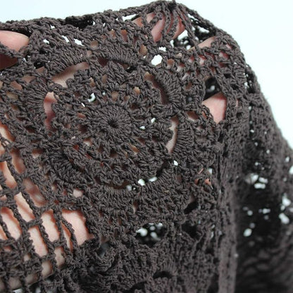KEPSWET Cotton Handmade Crochet Lace Table Runner Dark Brown Rectangle Coffee Table Dresser Decor (14x72 inch)