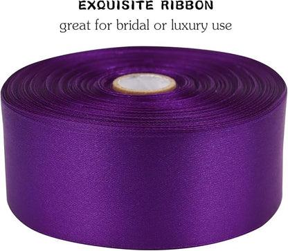 Purple Solid Satin Ribbon 1-1/2 Inch 50 Yards Solid Polyester Fabric Ribbon for Gift Wrapping Wedding Christmas Baby Shower Birthday Party Decoration Handmade Immortal Flower Craft