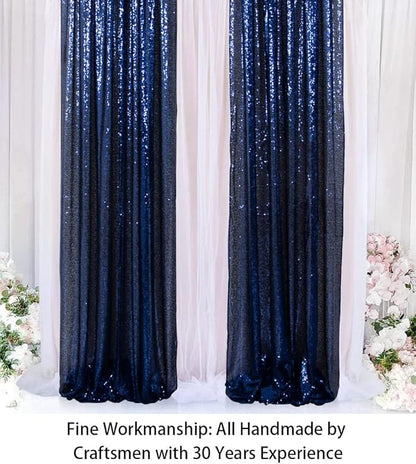 ShinyBeauty Sequin Backdrop Curtains 4 Panels Navy Blue 2FTx8FT Navy Blue Curtains Sequin Fabric Photo Backdrop Curtains Navy Blue Glitter Curtains for Party Baby Shower Backdrop Backgrounds