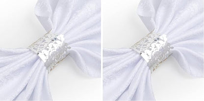 100pcs Disposable Rose Flower Paper Napkin Rings Laser Cut Foil Paper Napkin Holder, Leaf Vine Serviette Rings for Table Decoration,Christmas,Wedding,Party (Silver) (Pack of 2)