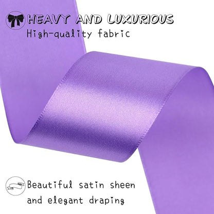Light Purple Solid Satin Ribbon 1-1/2 Inch 25 Yards Solid Polyester Fabric Ribbon for Gift Wrapping Wedding Christmas Baby Shower Birthday Party Decoration Handmade Immortal Flower Craft